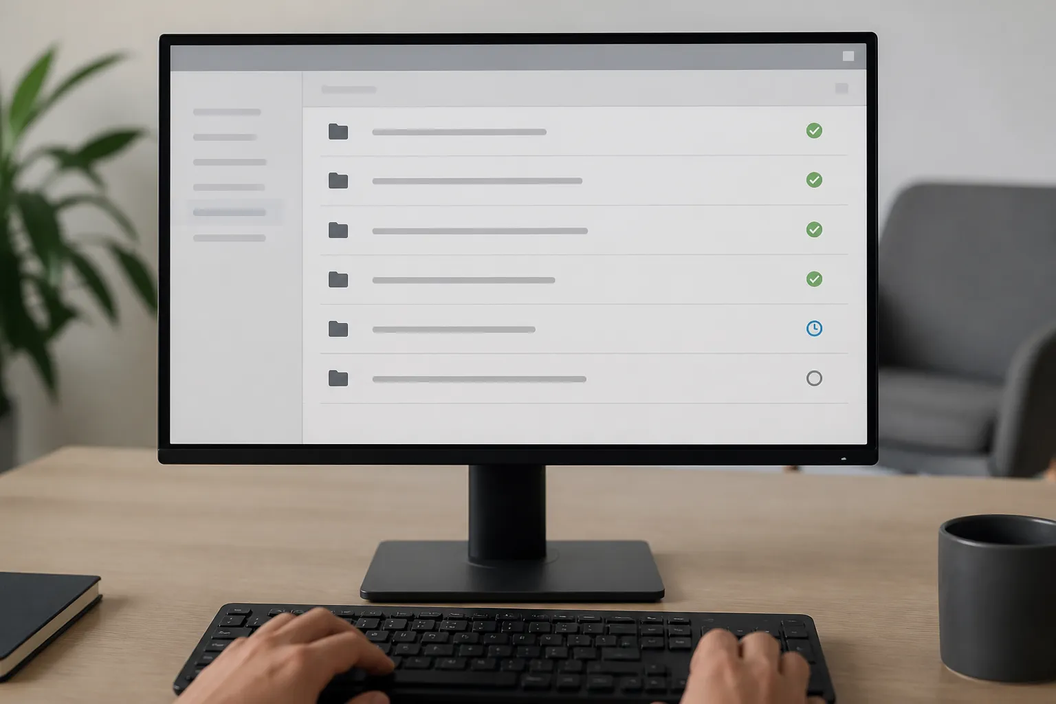 Écran affichant une liste de dossiers traités automatiquement avec des indicateurs de statut