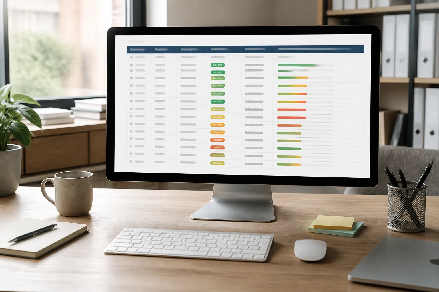 Écran affichant un tableau de suivi de factures avec des statuts de relance automatisée